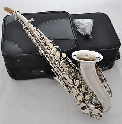 Đẹp saxophone bạc niken cong nữ cao ống Bb cao F chuyên nghiệp chơi nhạc tây đàn bass