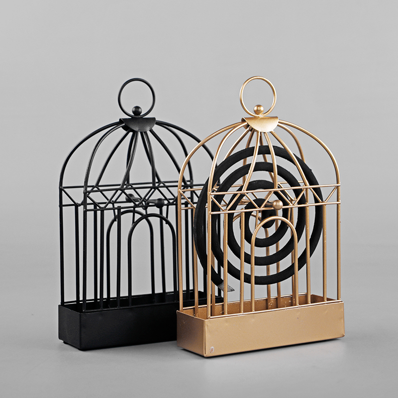 Creative metal bird cage mosquito coil rack Multi-functional household Japanese-style ring incense ash tray hanging incense burner mosquito coil bracket