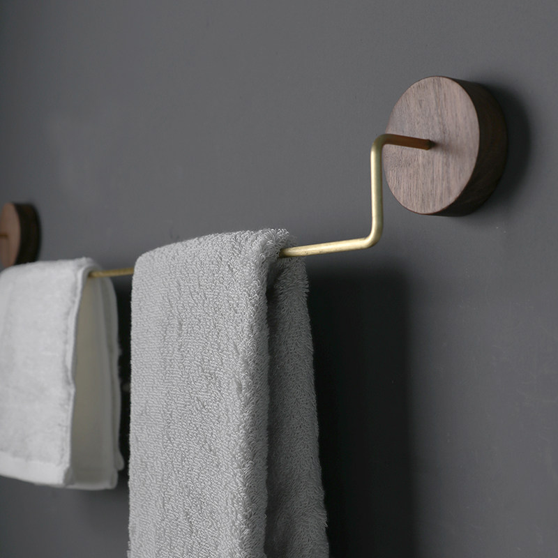 Xiao Mi Makeup Room Hair Towel Rack Bathroom Single Rod Towel Rod Shelf Bath Towels Rack Black Hu Peach Wood Free Of Punch