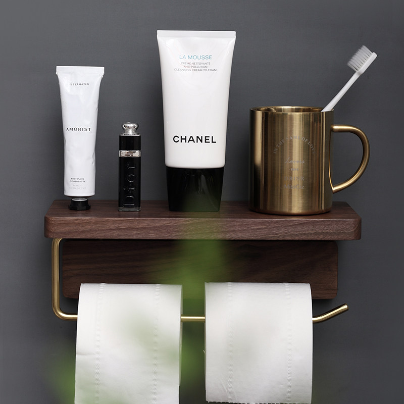 Mousse Original design Creative Nordic Makeup Room Toilet Solid Wood Brass Paper Towels Toilet Paper Roll Toilet Paper Rack Free