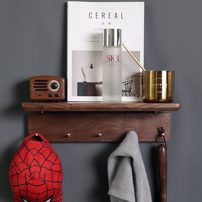 Original entrance hall black walnut solid wood brass hanging hanger wall wall wall hanging coat rack bedroom simple hanger