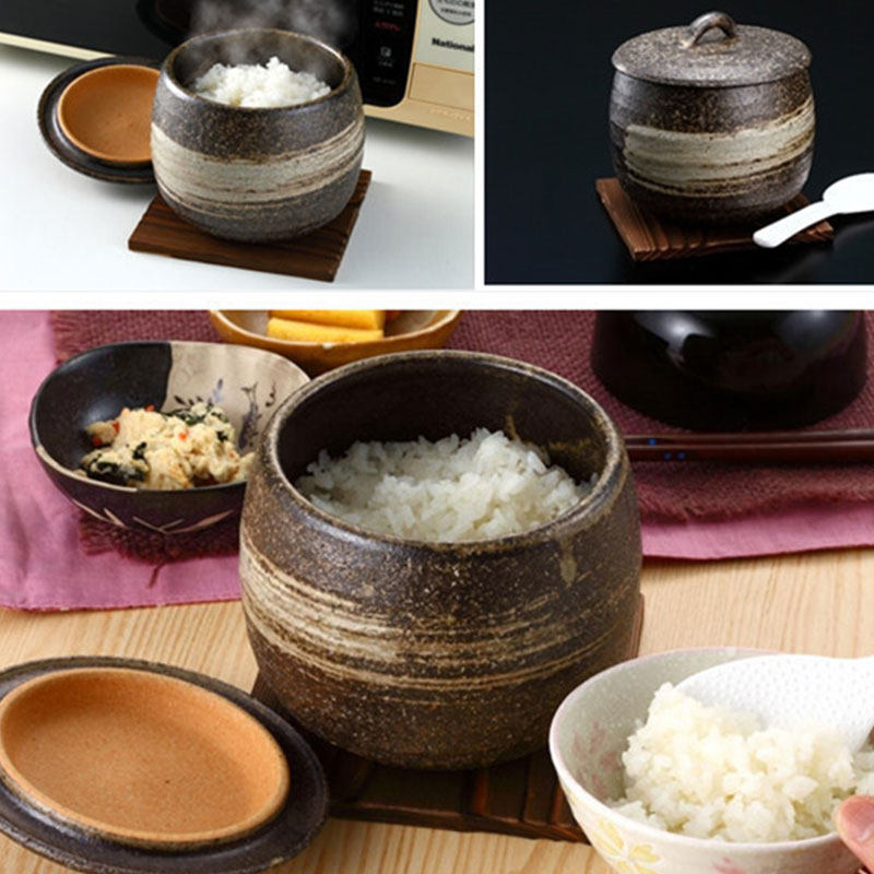 Japan imported Iga yaki handmade ceramics household leftover rice storage preservation rice microwave oven heated sealed jar