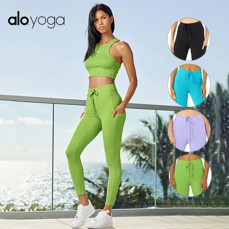 alo yoga cotton sensation autumn winter high waist yoga pants with pocket nectar sports fitness 90% long pants