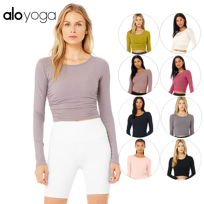 alo yoga official website yoga clothing autumn sports breathable tight knitted long-sleeved top blouse women