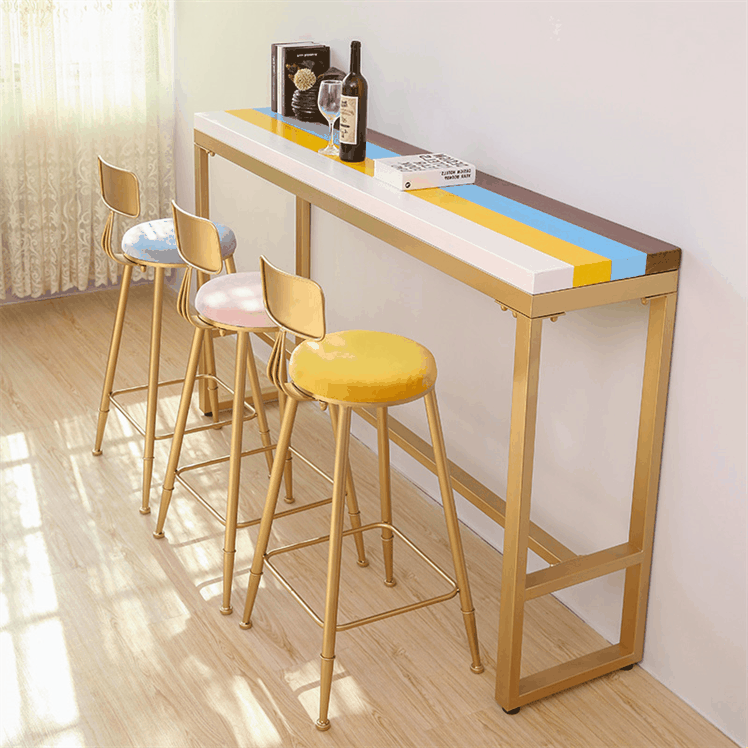 Nordic wrought iron bar table household long wall porch table fashion bar table and chair cafe leisure table