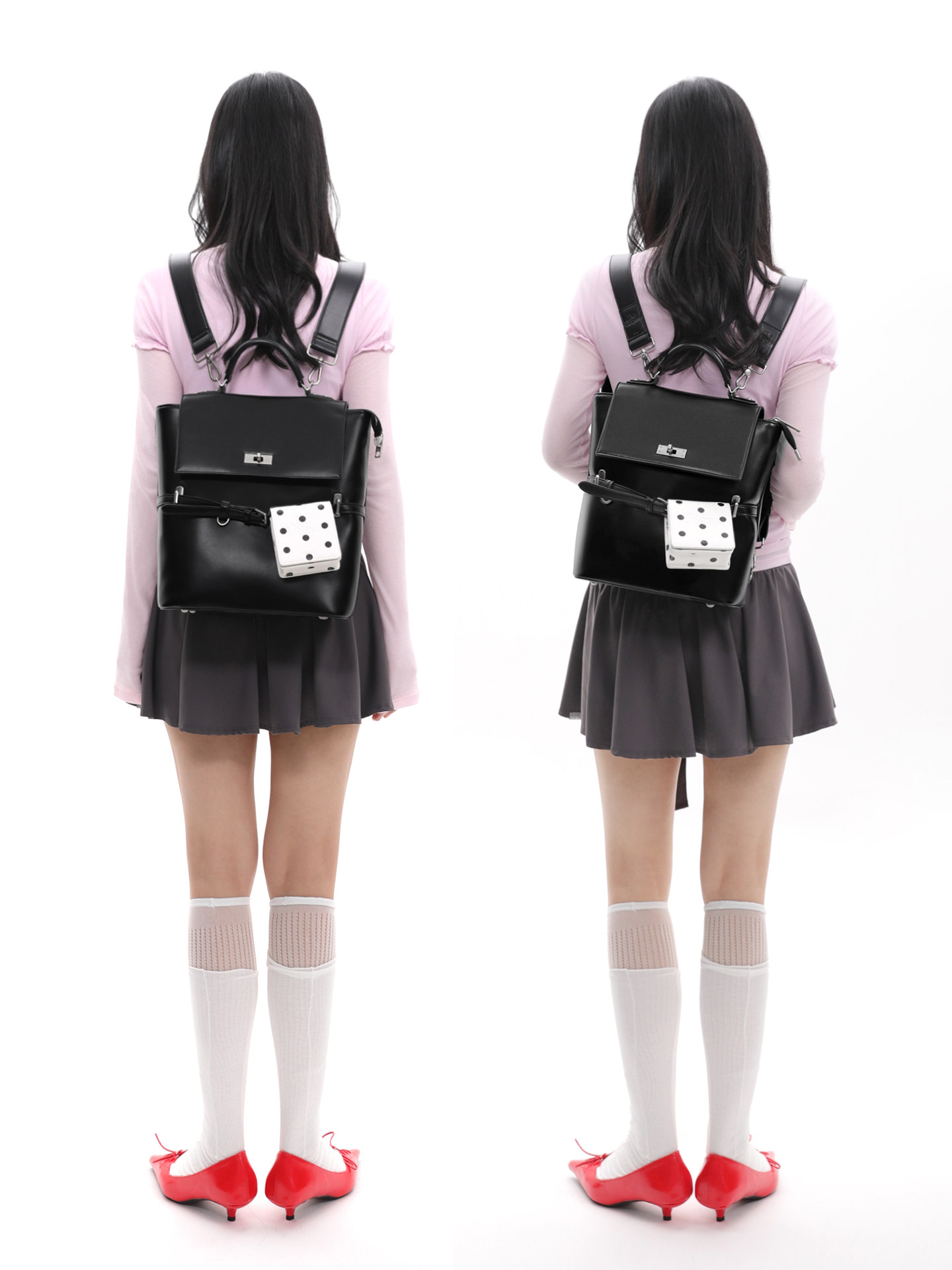 JANDRESS Black Contrast 3-Way Backpack