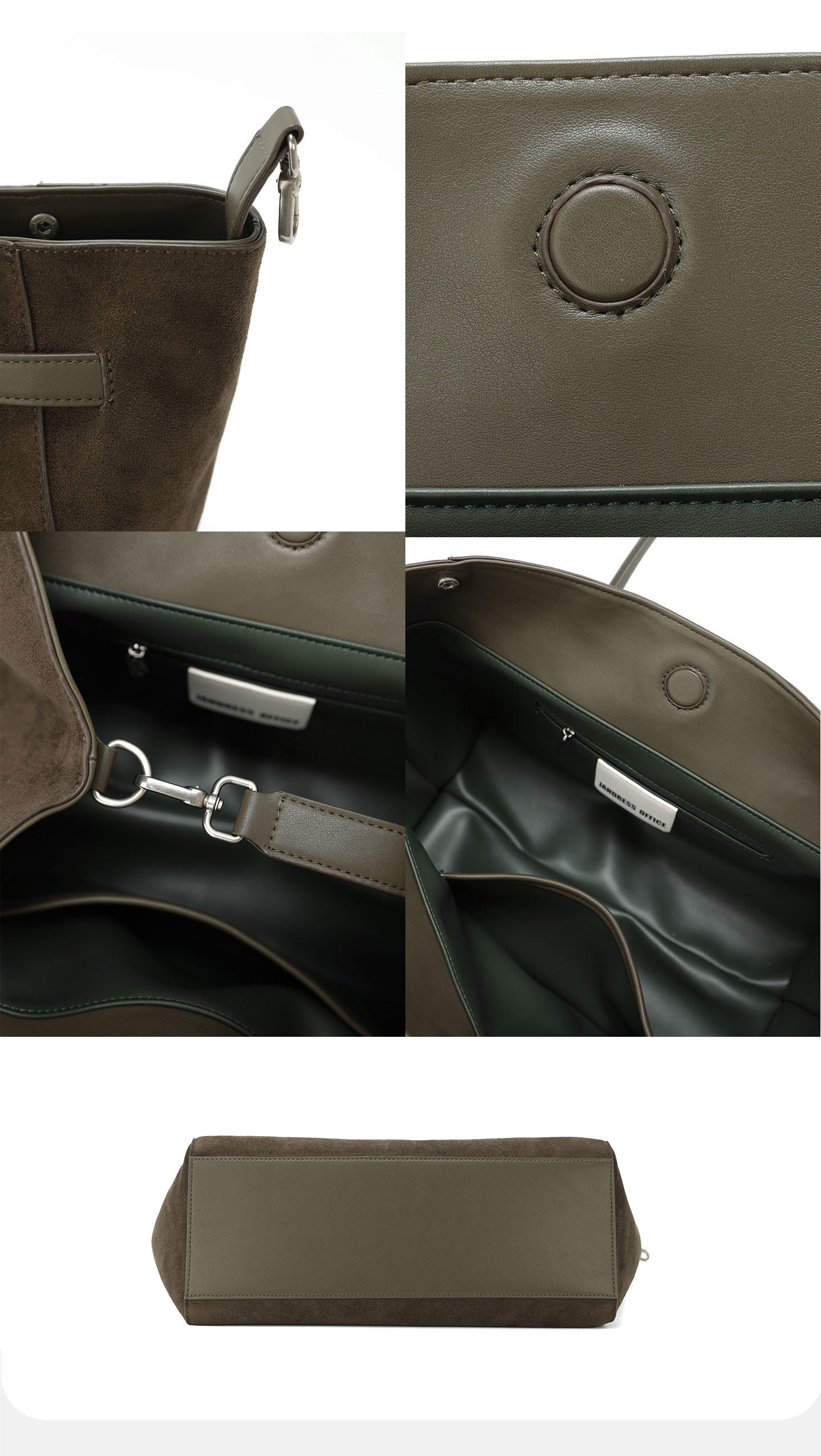 JANDRESS Cedar Green Suede Shoulder Tote Bag