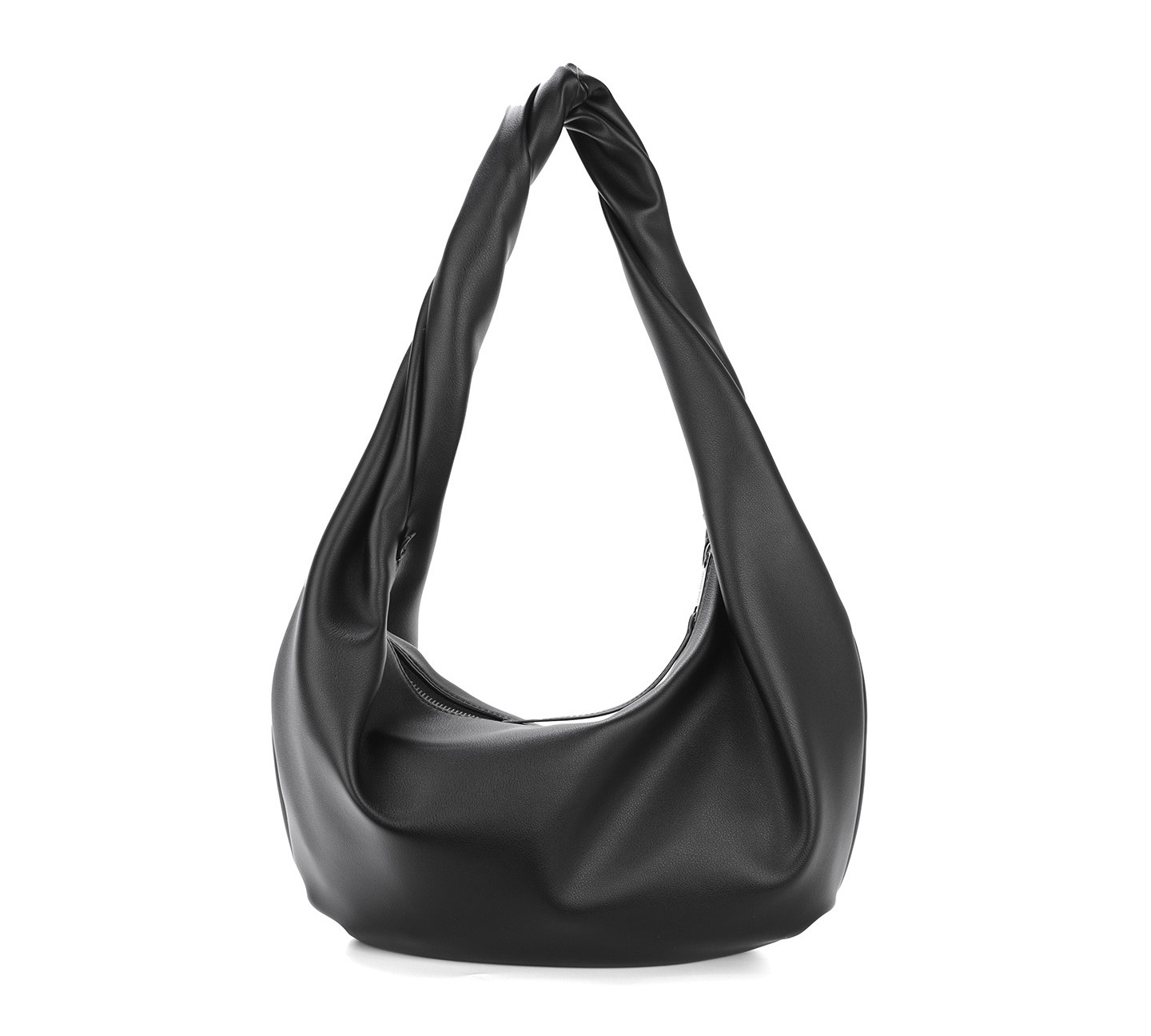 JANDRESS Black Faux Leather Zip-Top Underarm Bag