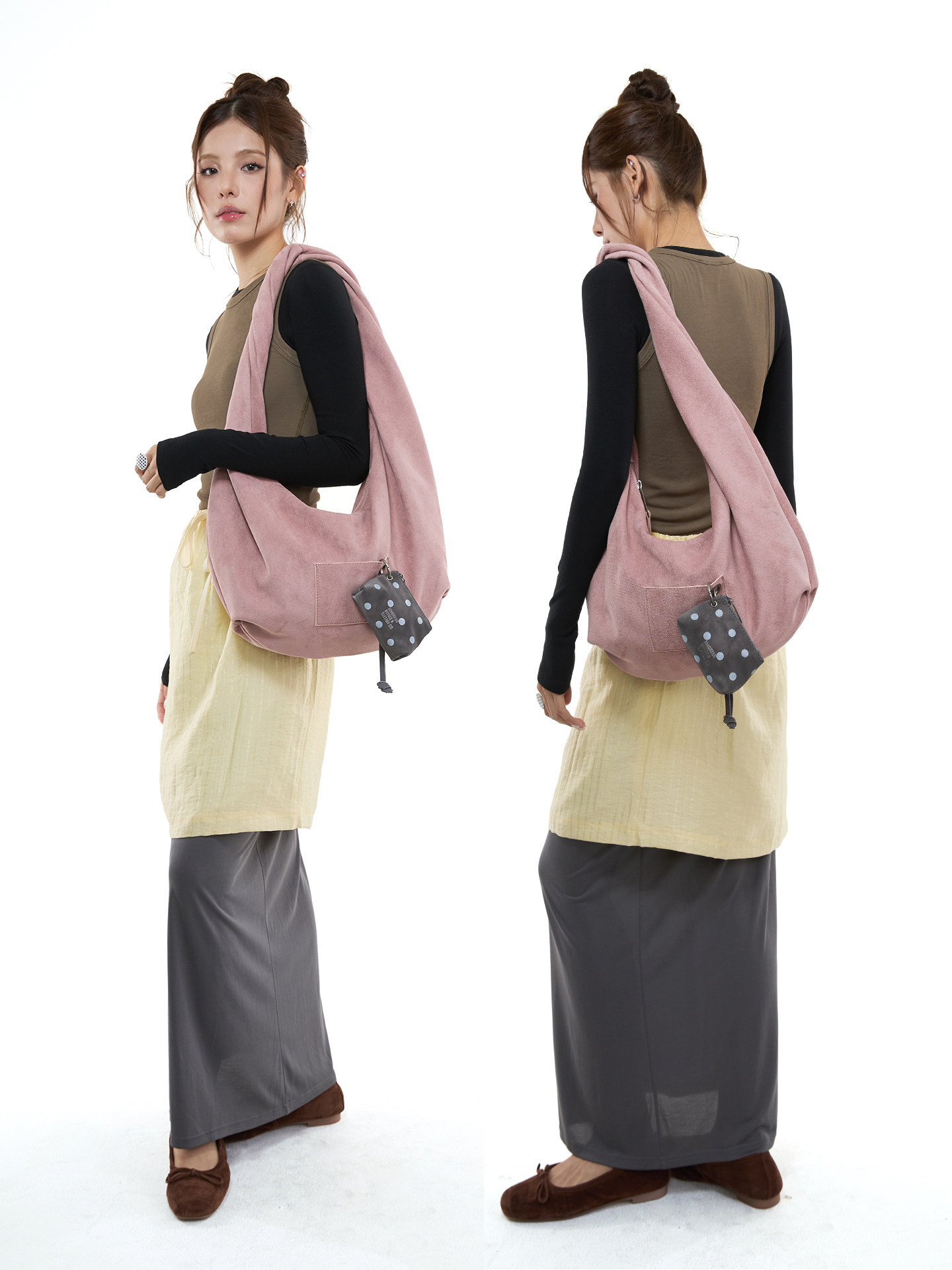 JANDRESS Mochi Pink Faux Leather Zip-Top Underarm Bag