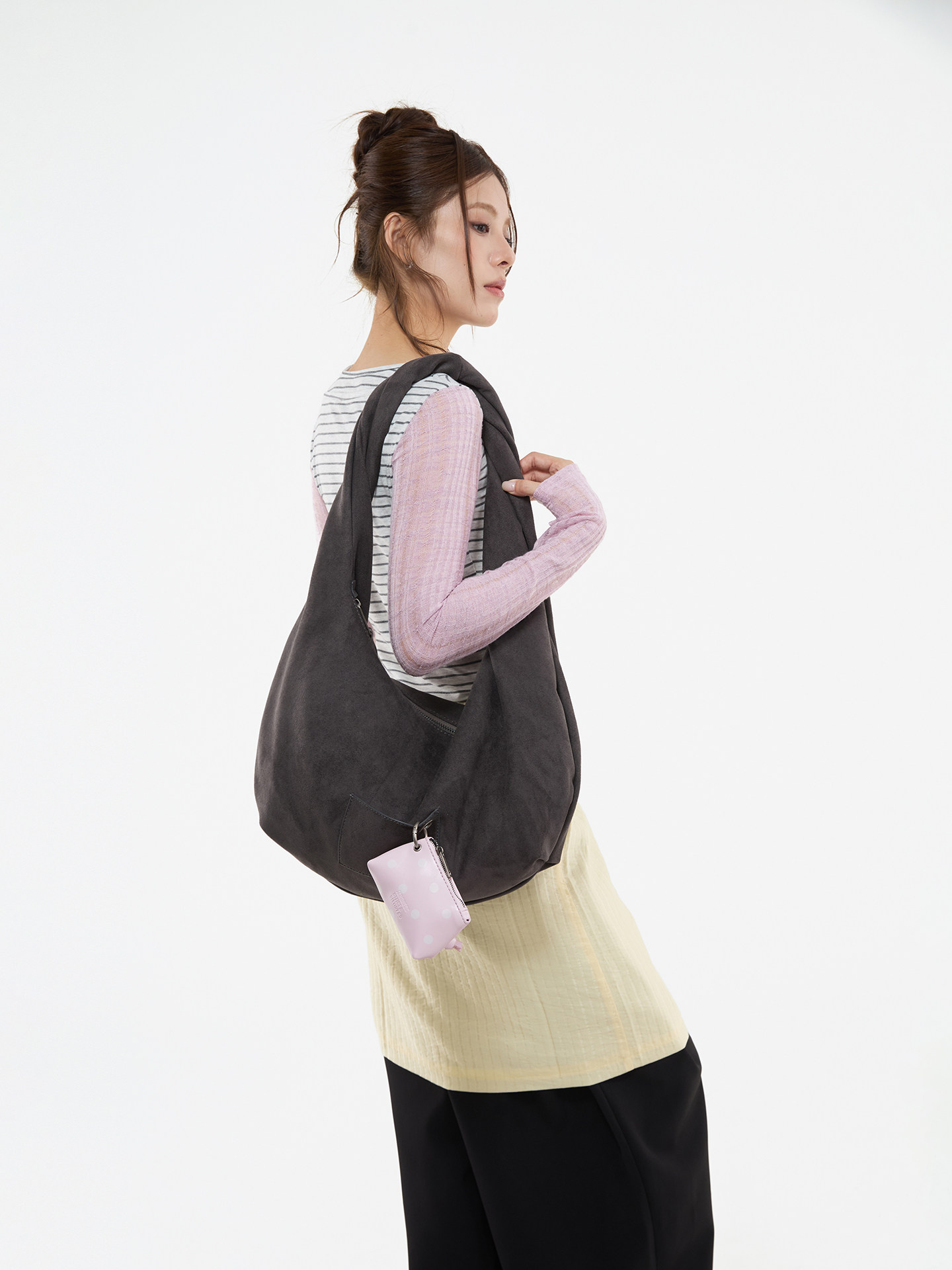 JANDRESS Blue-Grey Twist Pocket Underarm Bag