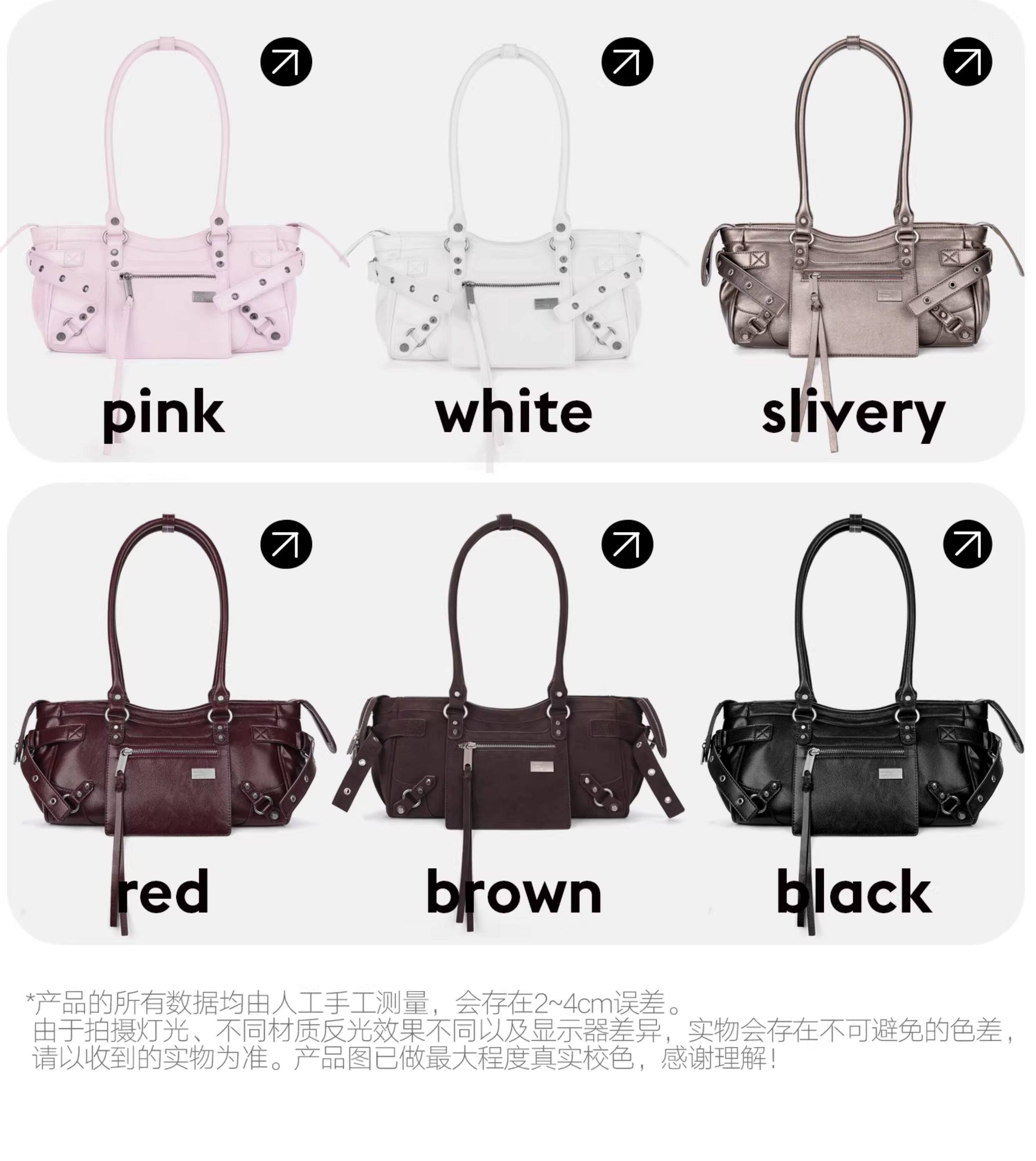JANDRESS Pink Studded Biker Shoulder Bag
