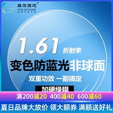 Линзы для очков 1.61非球面变色近视镜片 防蓝光眼镜片 超薄防辐射树脂绿膜变灰色