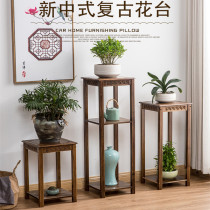 Living room simple multi-layer floor-to-ceiling flower table bonsai green radish rack Bamboo Chinese flower pot rack Balcony flower rack Flower few ornaments rack
