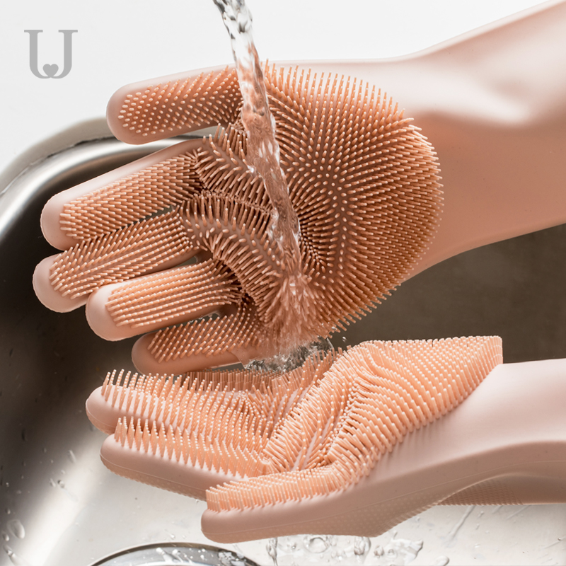 Net Red Dishwashing Gloves God Instrumental Woman Kitchen housework finish washing pan brush bowls Silicone Gel Magic Gloves Durable Shake