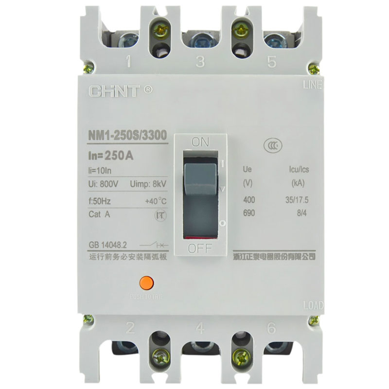 Zhengtai Plastic Case Circuit Breaker NM1-250S 3300 250A 200A 180A 160A Air Switch