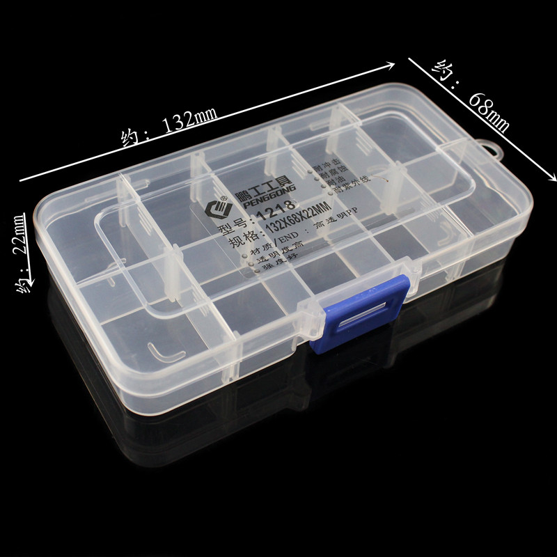 Peng artificial plastic transparent small element case screw box parts box containing box 132 x 65 x 21mm 1218