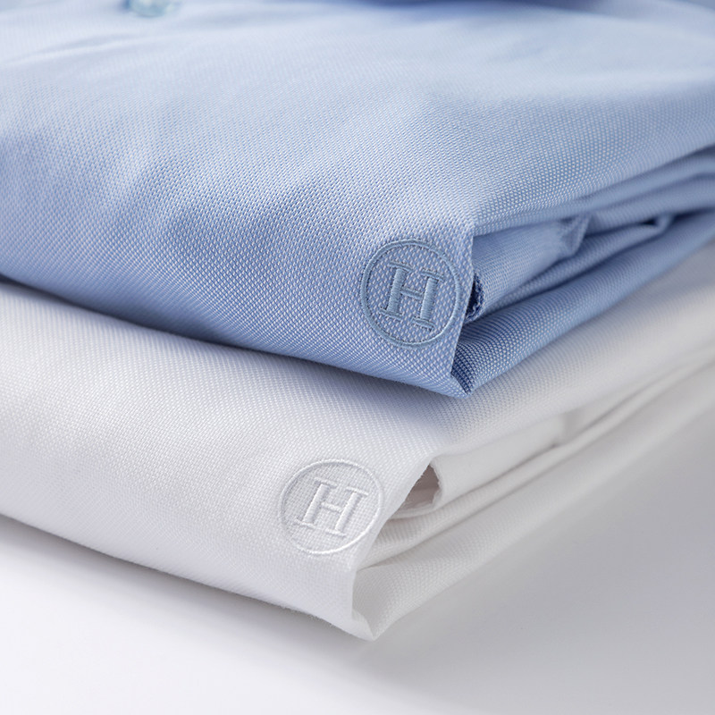 Light extravagant experience 120 Double strands Anti-crease Fine Ironing Fine Soft Men Pure Color Long Sleeve Shirt