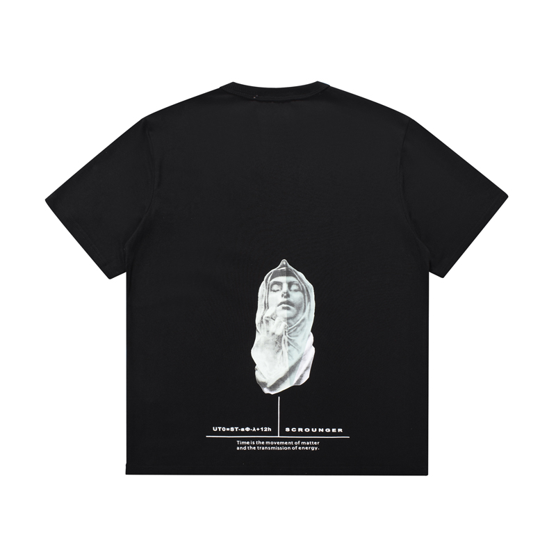 Giant value back modified large print flower national tide original round collar short sleeve T-shirt man