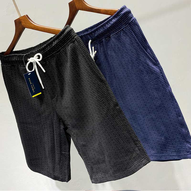 Personality stripes, breathable and sweat-wicking, elastic waist, summer men's casual sports pants, five-point pants