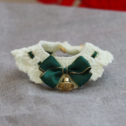 Рождественский чокер с бабочкой, плетеный слюнявчик, колокольчик, шарф, кот, домашний питомец