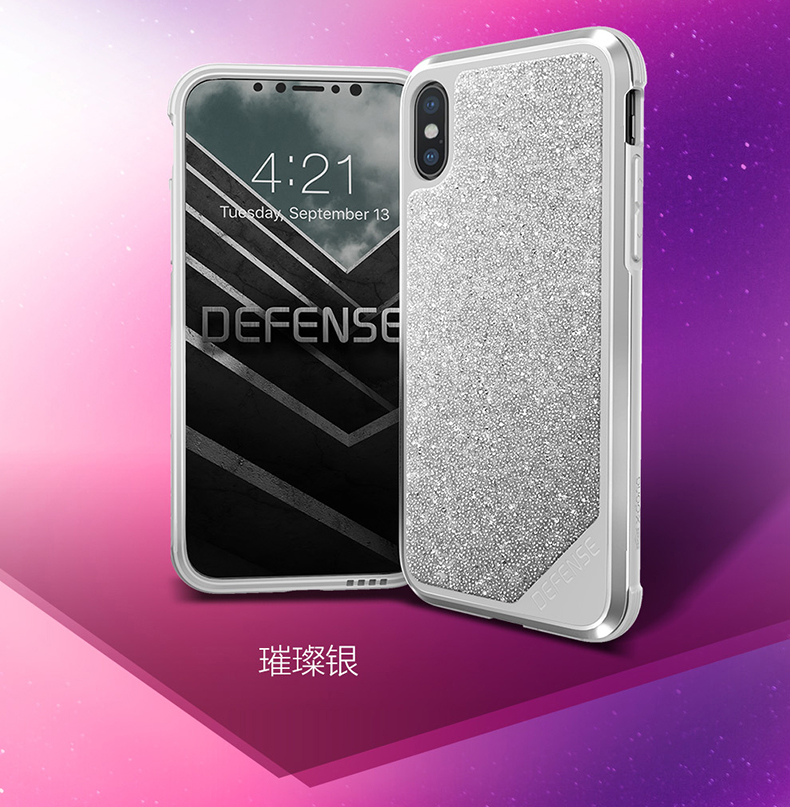 X-Doria Defense Lux Crystal Military Grade Tested Aluminum Metal Protective Case for Apple iPhone X / iPhone 8 Plus / iPhone 8 / iPhone 7 Plus / iPhone 7