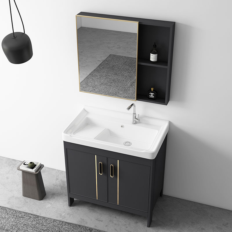 Space aluminum floor bathroom cabinet combined ceramic basin toilet wash basin wash basin rubber basin
