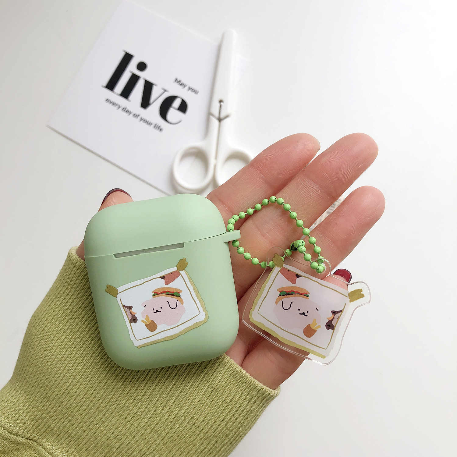 Korea ins burger dog aripods protective cover 1 2 generation protective shell TPU earphone cover