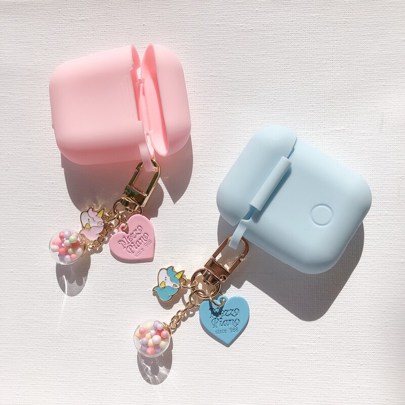Cute Pink Blue Unicorn Key Buckle Candy Ball Cartoon AirPods Pendant Bag Hanging Chain Ornament 