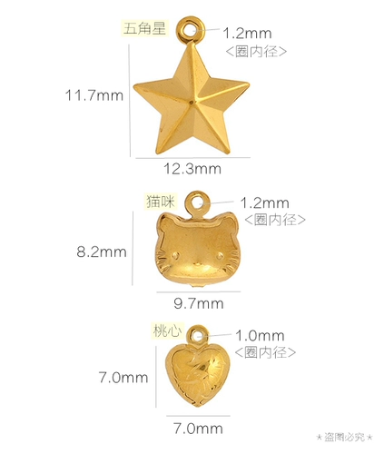 Pentagon Cat Head Peach Heart Подвесная подвесная подвесная вакуумное покрытие из нержавеющей стали ручной работы