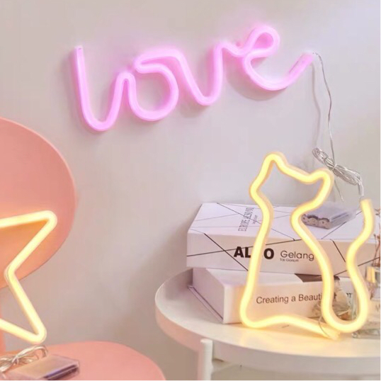 ins light with LOVE neon flamingo lamp modeling Lamp Lamp Festival bedroom confession LED decorative lamp heart lamp