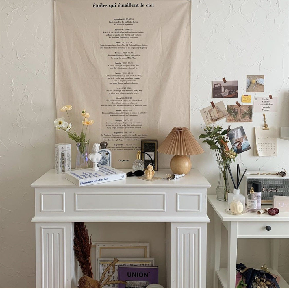 🌟韩风装饰挂布chic餐巾背景布民宿酒店卧室英文十二星座墙布，让你的家瞬间变身浪漫天际线🏠✨-桌布/桌旗/桌椅套/椅垫-淘宝好物网