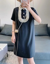 Europe station 2021 summer new European goods doll collar splicing Eugen yarn short-sleeved loose thin dress womens trend