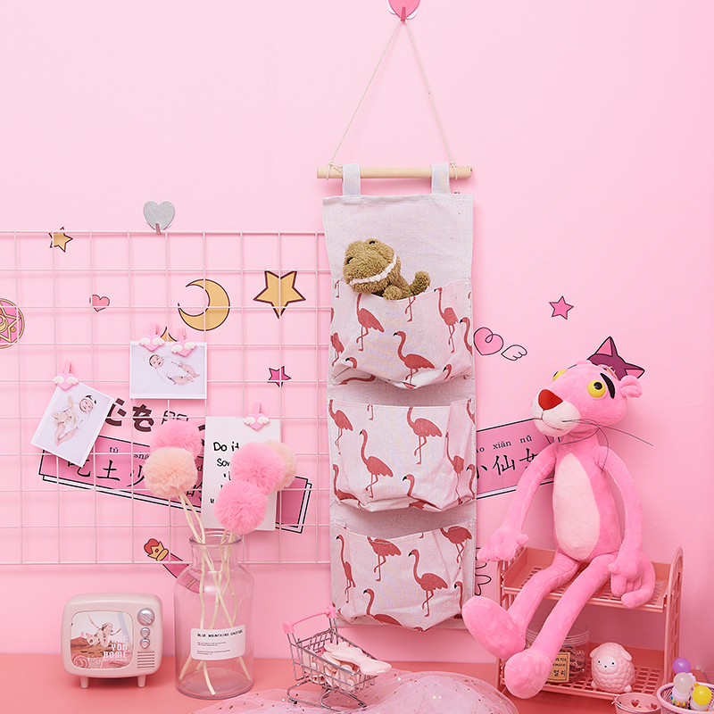 Noo Love Teenage Girl Hearts Ins Fire Birds Cotton Numb Hanging Bag Dorm Room Bedside Door Rear Wall-mounted Cashier Bag