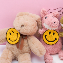 Cute yellow smiley face leather gluten Korean cartoon embroidery hair ring Japanese original Cebu Wind head rope yellow smiley face pin