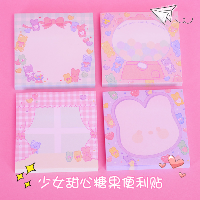 Cartoon cute girl heart student post-it note book hand account punch card message list portable with sticky tearable memo book