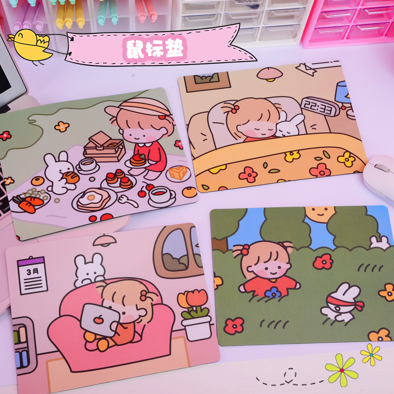 Girl heart ins cute cartoon anime girl pink office computer desktop non-slip waterproof mouse pad