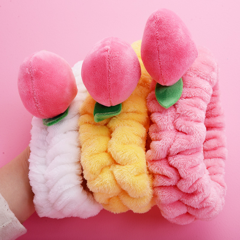 South Korea Ins Teenage Girl Hearts Honey Peach Shampoo With Cute Peach Bunch Hair Band Hair Band Makeup Facial Hair Stirrup Hair Stirrup