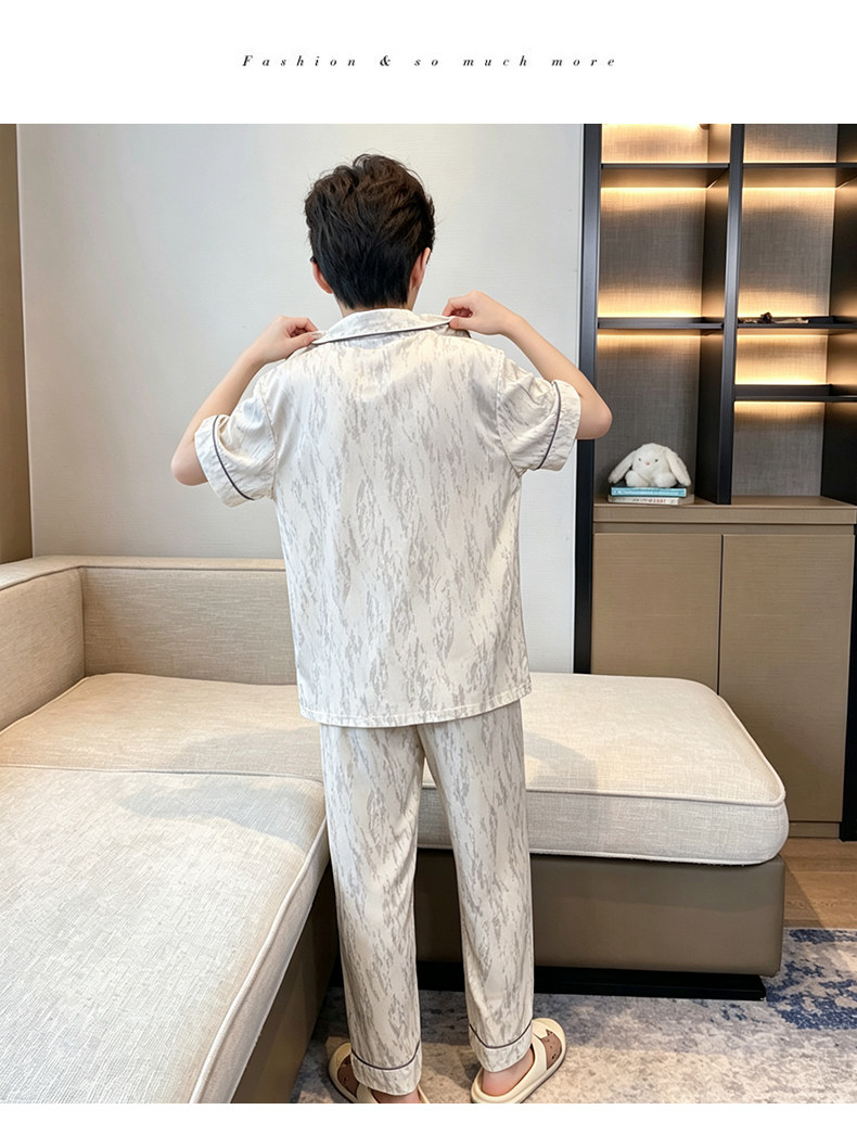 儿童睡衣男孩2026新款云朵棉短袖中大童夏季薄款男童三件套可外穿 — 9