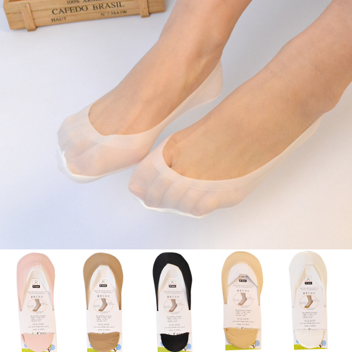 6 Double Korean Imports No Marks Invisible Spring Summer Shallow Mouth Ice Silk Women Socks Silicone breathable anti-slip anti-slip sock