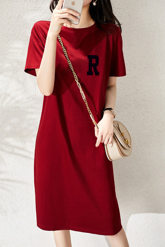 Dress for Women, Mid-Length, Over-The-Knee, Short-Sleeved T-Shirt, Thin Nightgown, Loose, Large Size, Casual, Maternity Home Dress