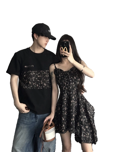 Летняя парная одежда для влюбленных, юбка, футболка, платье, французский стиль