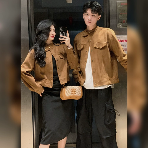 Осенняя демисезонная парная одежда для влюбленных, ретро трендовая куртка, изысканный стиль, в американском стиле
