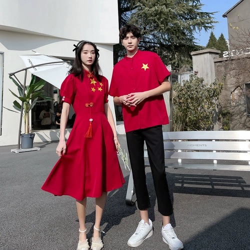 Летнее ципао для школьников, юбка, комплект для влюбленных, китайский стиль