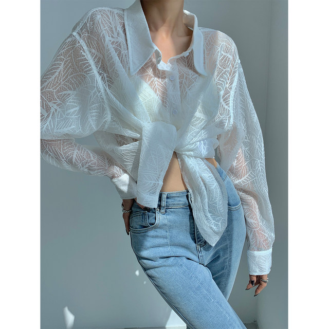 PAPERLLL Xinjian lazy style shirt jacket casual thin see-through sunscreen shirt women's summer summer-sleeved top-sleeved