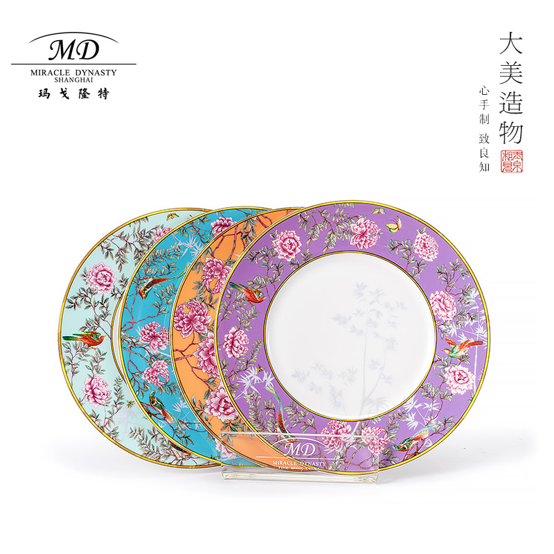 Margolonte Chinese Garden series bone china tableware Chinese style series plate Chanel round flat plate bowl pastoral style