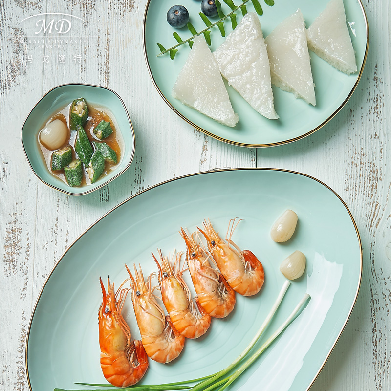 Margoront plate 12 inch bone ceramic household plate snacks fruit plate Chinese simple ceramic luxury fish disk