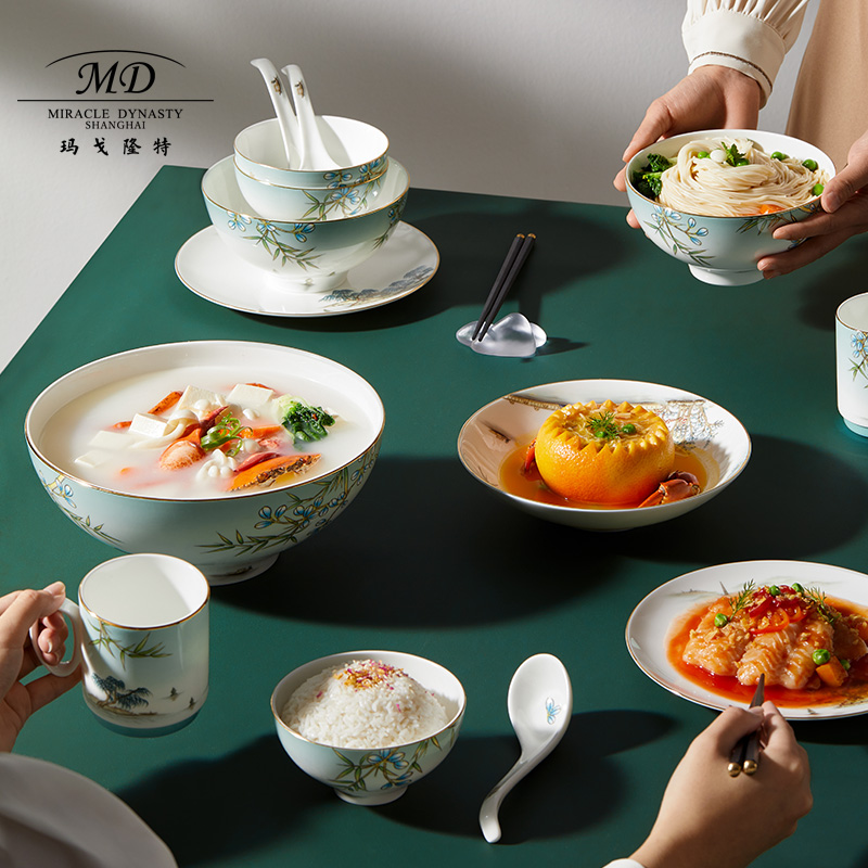Margolonte Bone Porcelain 10 16 Head West Lake Feast for home Dish Spoons Chinese Sketch Cutlery Cutlery Sets Gift Boxes
