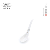 Margolonte Spoon Bone Porcelain Home Restaurant Midsize Long Handle Soup Spoon Creative Adult Chinese Ceramic Tablespoon