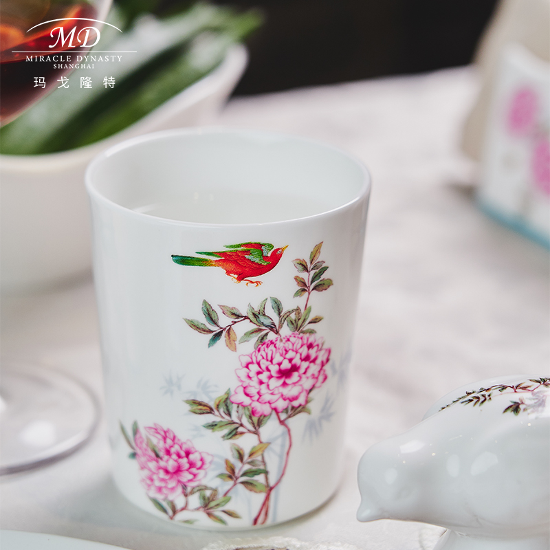 Margolonte Tea Cup China Garden Home Day Style Bone Porcelain No Lid Water Cup Home Decoration Candle Cup