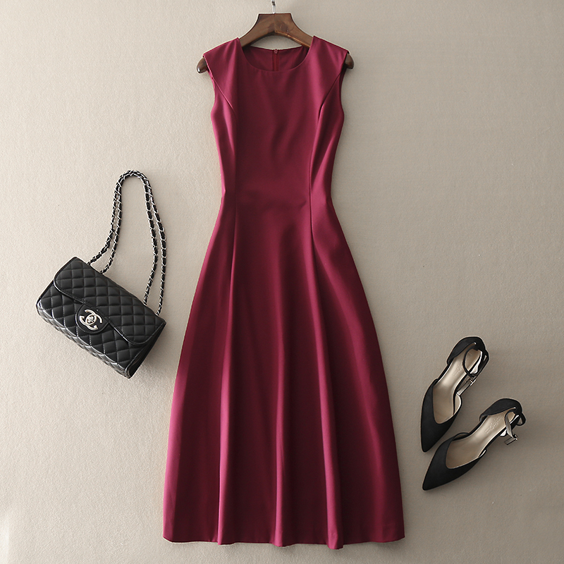 European and American Big-Name Style Elegant Slim-Fit Dress for Women, Spring and Autumn 2023 New Goddess-Style Mid-Length Sleeveless Slimming Gown
